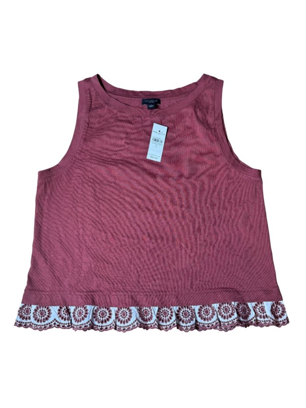 Ann Taylor Factory Red Embroidered Hem Tank Top Size Small NWT